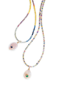 Gemburst Diamond Rainbow Sapphire Necklace Joie DiGiovanni