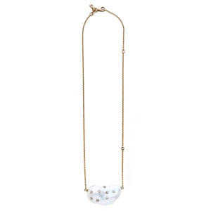 Gold Diamond Studded Baroque Pearl Necklace Joie DiGiovanni