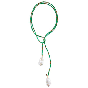 Green Onyx and Pyrite Ombre Classic Gemstone Lariat Joie DiGiovanni