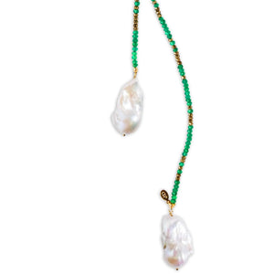 Green Onyx and Pyrite Ombre Classic Gemstone Lariat Joie DiGiovanni