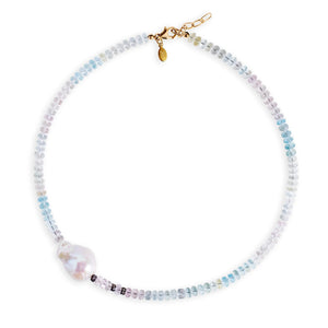 Ice Ombre Aquamarine Diamond Baroque Pearl Necklace Joie DiGiovanni
