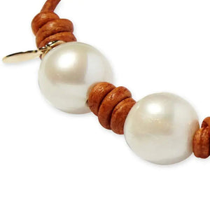 Knotted Pearl and Leather Snake Bracelet Joie DiGiovanni