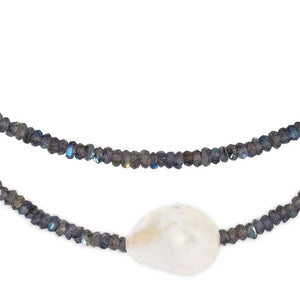 Labradorite Single Baroque Pearl Gemstone Necklace Joie DiGiovanni