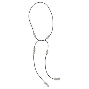 Leather and Scattered Pearl Lariat (Multiple Colors) Joie DiGiovanni
