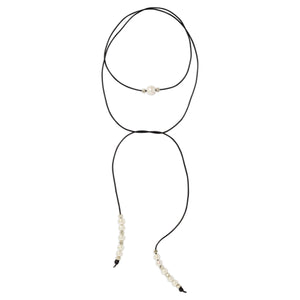 Leather, Pearl, and Nugget Lariat (Multiple Colors) Joie DiGiovanni