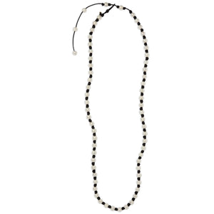 Long Knotted 10MM Pearl and Leather Necklace w/ Tail Joie DiGiovanni