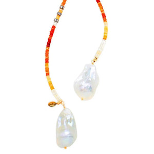 Mexican Opal and Diamond Baroque Pearl Lariat Joie DiGiovanni