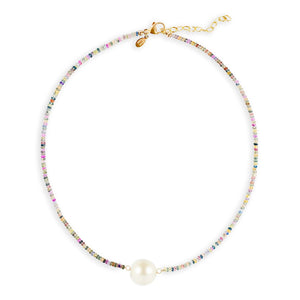 Multi Rainbow Sapphire Pearl Necklace Joie DiGiovanni