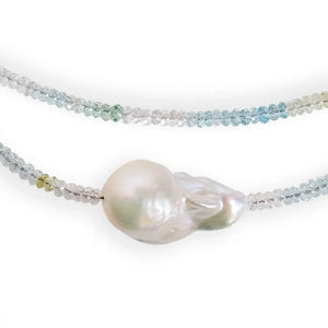 Ombre Aquamarine Baroque Pearl Necklace Joie DiGiovanni