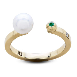 Open Pearl Gemstone Diamond Accent Ring Joie DiGiovanni