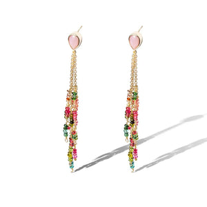 Pink Opal Multi Tourmaline Chain Stud Eary Joie DiGiovanni