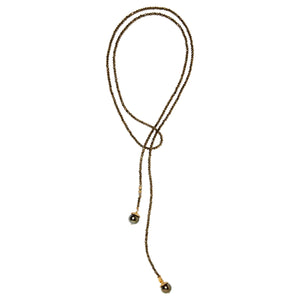 Pyrite and Peacock Tahitian Pearl Classic Gemstone Lariat Joie DiGiovanni