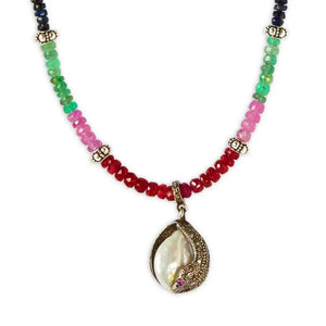 Ruby, Emerald, and Sapphire Diamond Snake Necklace Joie DiGiovanni