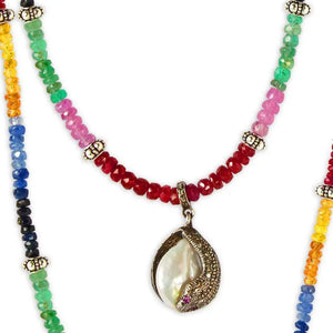 Ruby, Emerald, and Sapphire Diamond Snake Necklace Joie DiGiovanni
