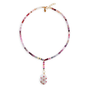 Sangria Ombre Spinel Ruby Pearl Drop Necklace Joie DiGiovanni