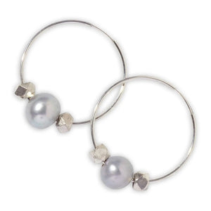 Sterling Silver Hoops w/ Gray Freshwater Pearls Joie DiGiovanni