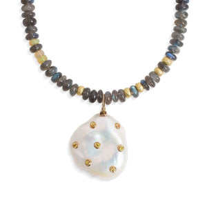 Sunset Yellow Sapphire Pearl Necklace Joie DiGiovanni