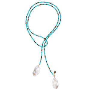 Turquoise and Pyrite Ombre Classic Gemstone Lariat Joie DiGiovanni
