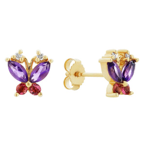 Volare Pink Tourmaline and Amethyst Butterfly Studs Joie DiGiovanni
