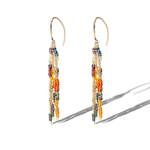 Yellow Gold Ombré Sapphire Hammered Marquis Hoop Earrings Joie DiGiovanni