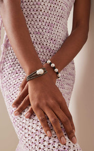 Knotted Pearl and Leather Snake Bracelet - Joie DiGiovanni 