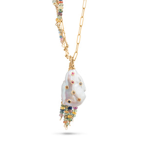 Oasis Gold Rainbow Sapphire Paperclip Necklace - Joie DiGiovanni 